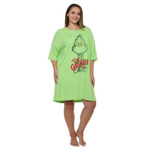 New Womens & Womens Plus Size The Grinch Sleep Shirt Nightgown Sleep Shirt Green